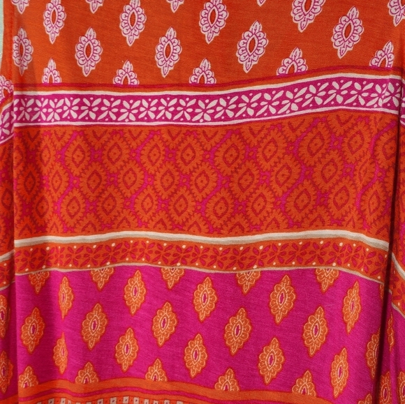 Old Navy Orange & Pink Ikat Print Tassle Tie-Up Sleeveless Top Size Small - Picture 8 of 8